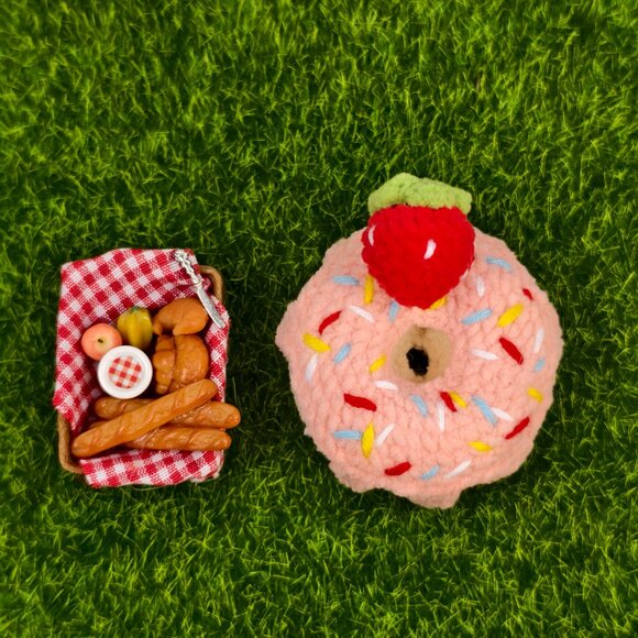 Handmade Amigurumi Crochet Doughnut Plushie - Picture 3 of 3